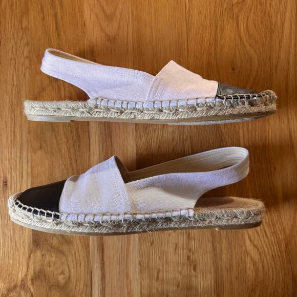 J. Crew Cap Toe Slingback Espadrilles in Canvas Made in Spain White Black Size 7 - Picture 6 of 9